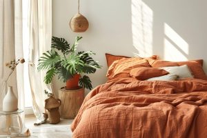 Housse de couette terracotta : une couleur chaleureuse pour une ambiance cocooning dans la chambre à coucher